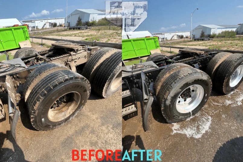 Cuyahoga Falls Power Washing team cleaning commercial fleet vehicles in Cuyahoga Falls