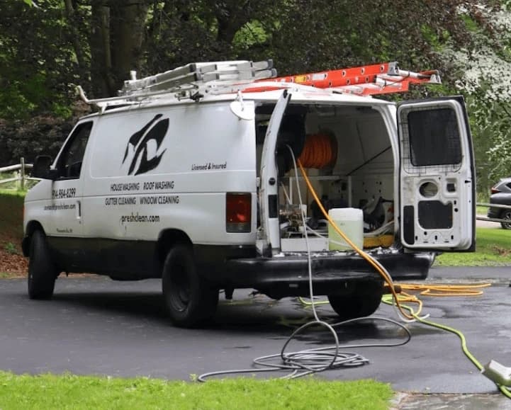 Cuyahoga Falls Power Washing professionals cleaning commercial fleet in Cuyahoga Falls